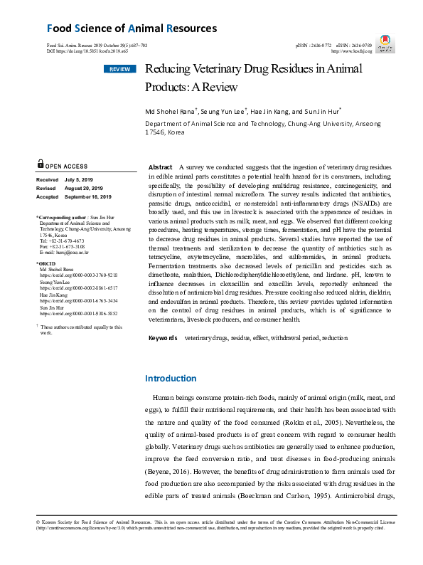 (PDF) Reducing veterinary drug residues in animal products: a review