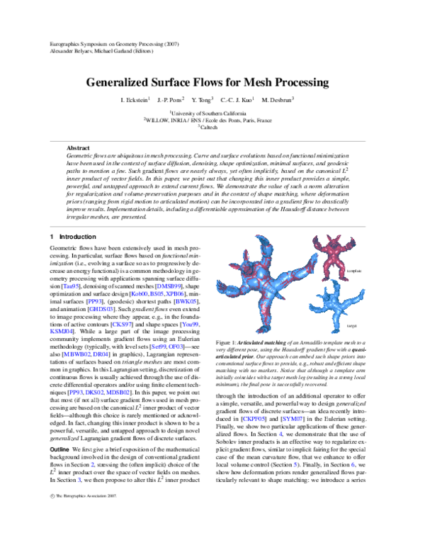 (PDF) Generalized surface flows for mesh processing