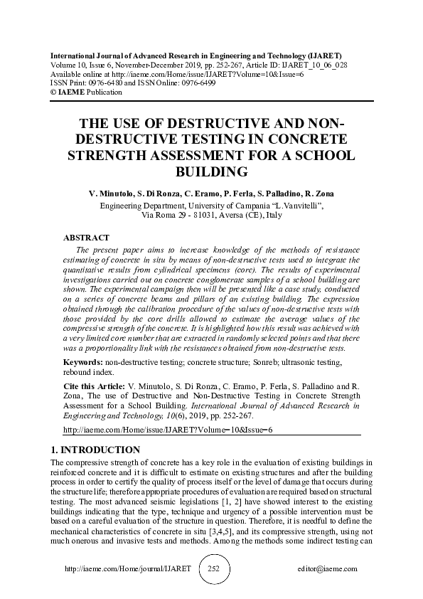 (PDF) THE USE OF DESTRUCTIVE AND NONDESTRUCTIVE TESTING IN CONCRETE ...