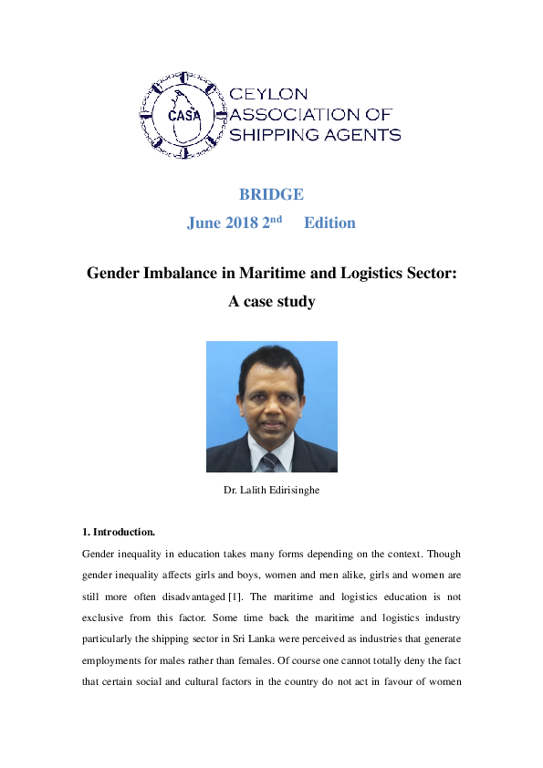 (PDF) 2 nd Edition Gender Imbalance in Maritime and Logistics Sector: A ...