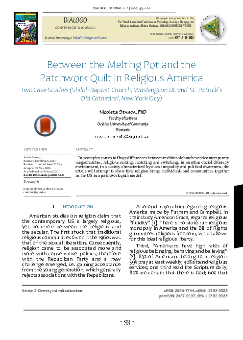 (PDF) Between the Melting Pot and the Patchwork Quilt in Religious America