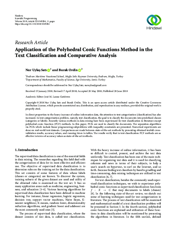 (PDF) Application of the Polyhedral Conic Functions Method in the Text ...
