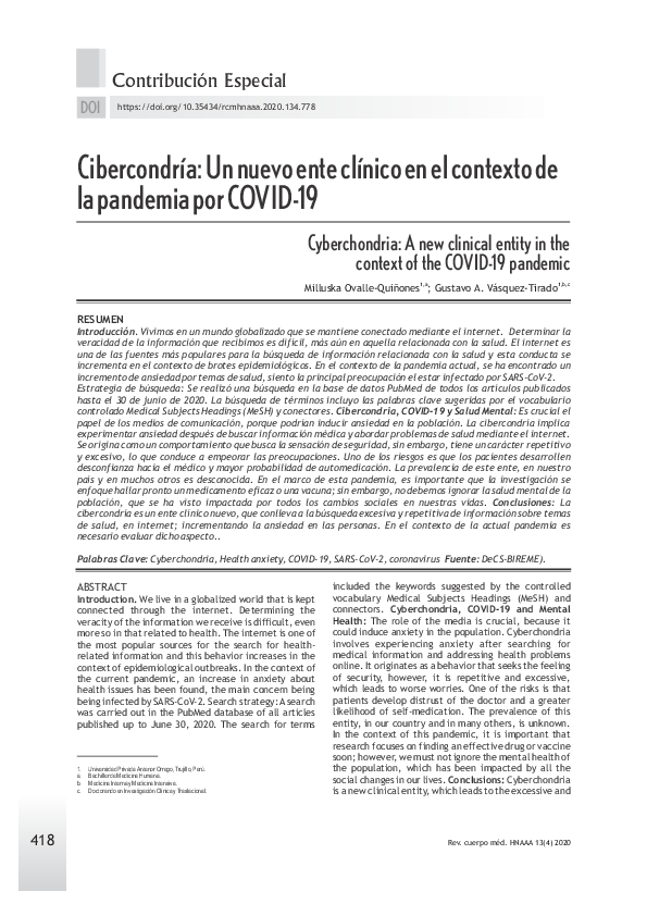 (PDF) Cibercondría: Un nuevo ente clínico en el contexto de la pandemia ...