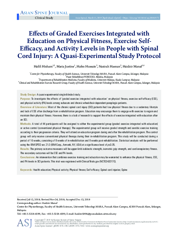 (PDF) Effects of Graded Exercises Integrated with Education on Physical ...