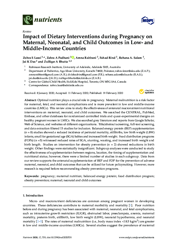 (PDF) Impact of Dietary Interventions during Pregnancy on Maternal ...