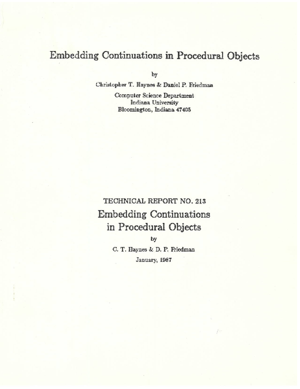 (PDF) Embedding continuations in procedural objects