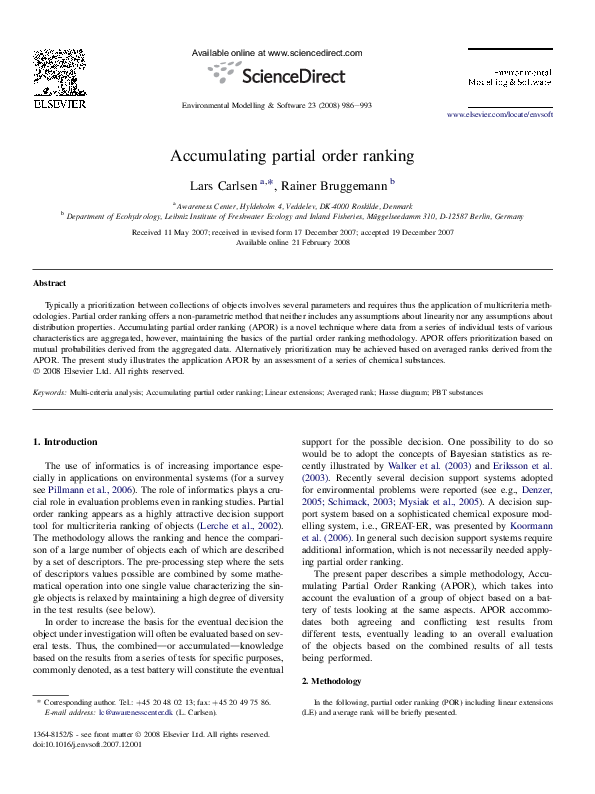 (PDF) Accumulating partial order ranking