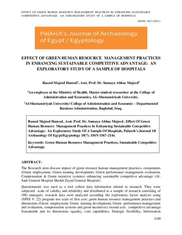 (PDF) EFFECT OF GREEN HUMAN RESOURCE MANAGEMENT PRACTICES IN ENHANCING ...