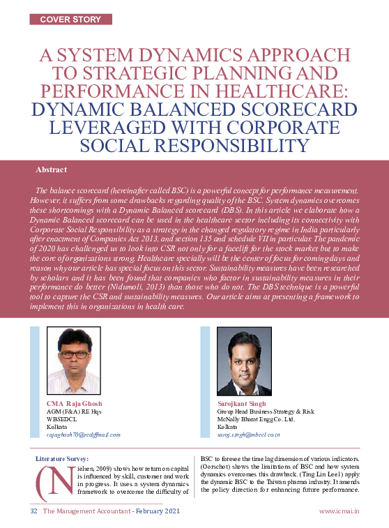 (PDF) Healthcare, CSR, & Balanced Score Card
