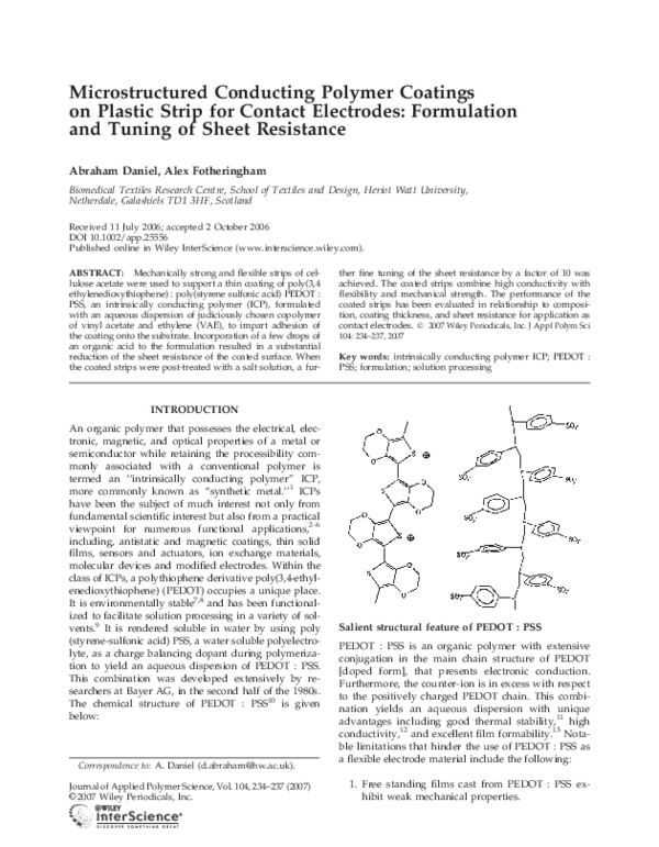 (PDF) Microstructured conducting polymer coatings on plastic strip for ...
