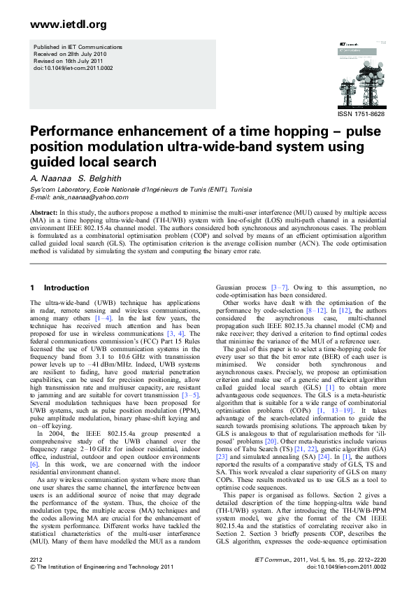 (PDF) Performance enhancement of a time hopping – pulse position ...
