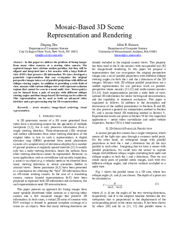 (PDF) Mosaic-based 3D scene representation and rendering