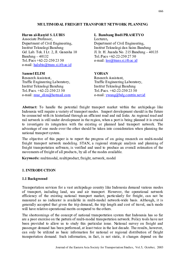 (PDF) Multimodal Freight Transport Network Planning