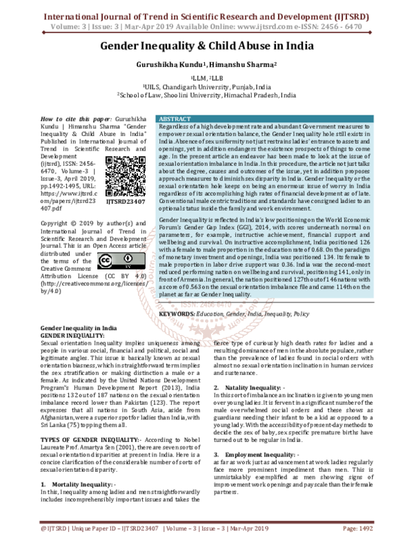 (PDF) Gender Inequality and Child Abuse in India