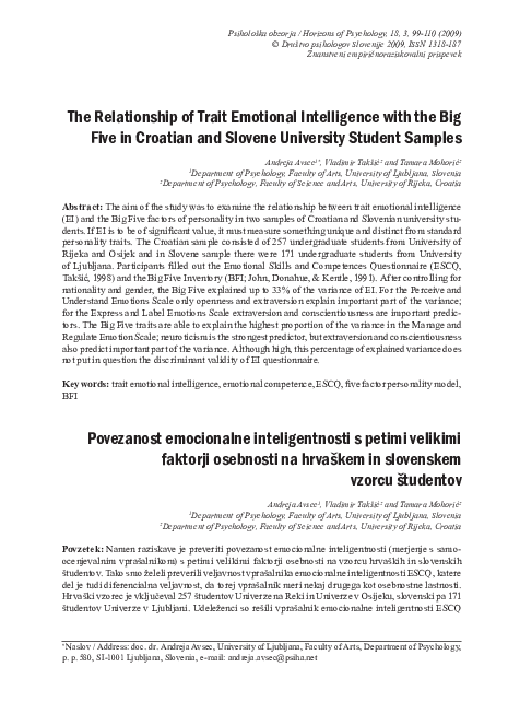 (PDF) The relationship of trait emotional intelligence with right-wing ...