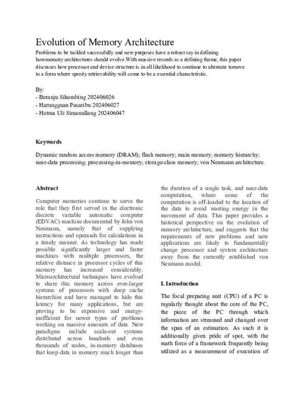(DOC) Evolution of Memory Architecture