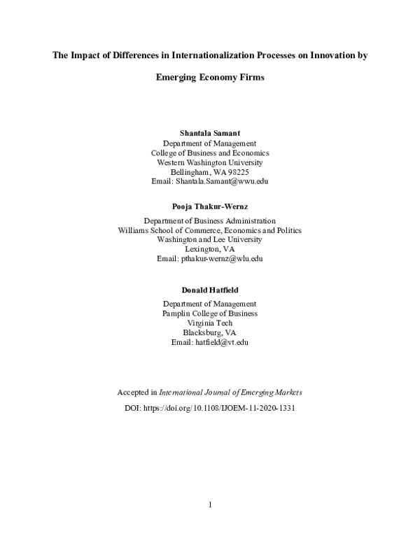(PDF) The Impact of Differences in Internationalization Processes on ...