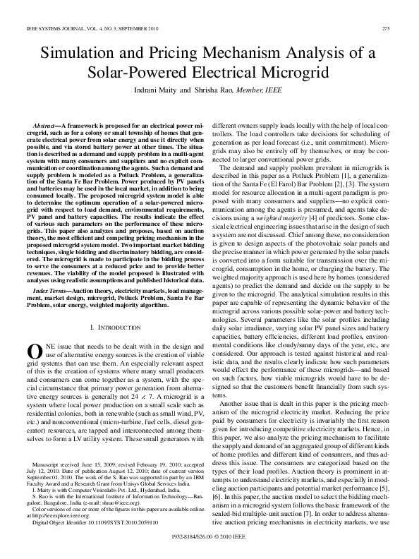 (PDF) Simulation and Pricing Mechanism Analysis of a Solar-Powered ...