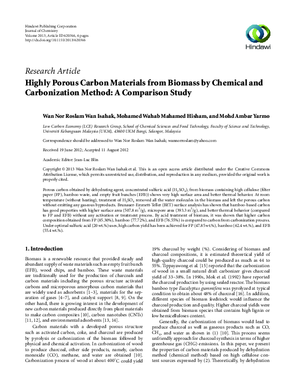 (PDF) Highly Porous Carbon Materials from Biomass by Chemical and ...