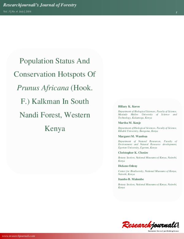 (PDF) Population Status And Conservation Hotspots Of Prunus Africana