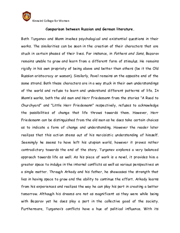 (DOC) Comparison between Russian and German literature.