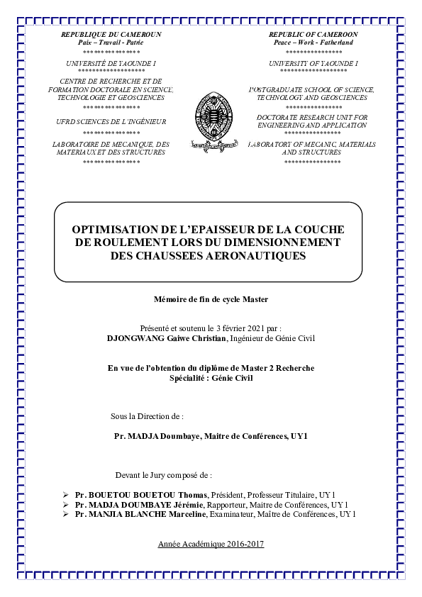 (PDF) REPUBLIQUE DU CAMEROUN Paix -Travail -Patrie REPUBLIC OF CAMEROON ...