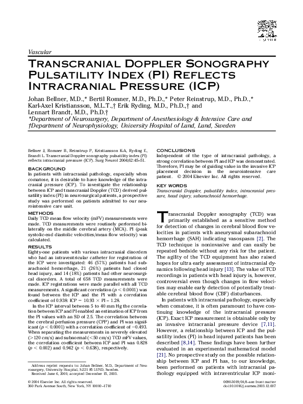 (PDF) Transcranial Doppler sonography pulsatility index (PI) reflects ...