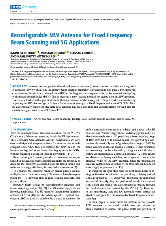 (PDF) Reconfigurable SIW Antenna for Fixed Frequency Beam Scanning and ...