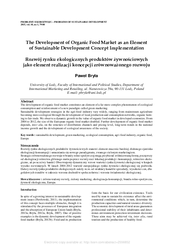 (PDF) The Development of Organic Food Market as an Element of ...