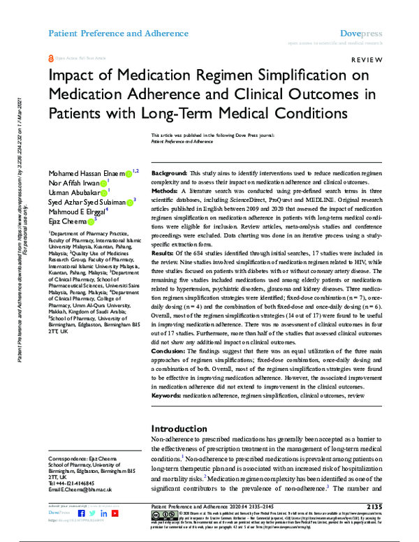 (PDF) Impact of Medication Regimen Simplification on Medication ...