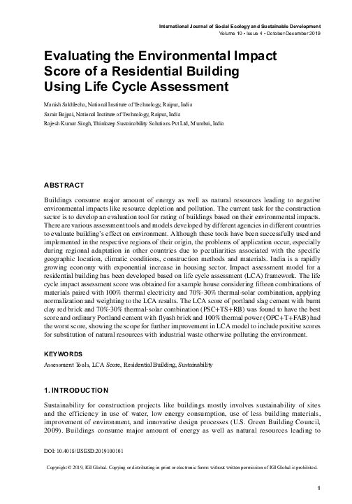 (PDF) Evaluating the Environmental Impact Score of a Residential ...
