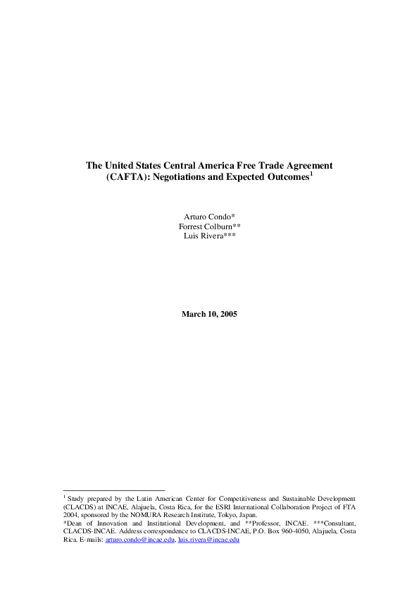 (PDF) The United States-Central America Free Trade Agreement ...
