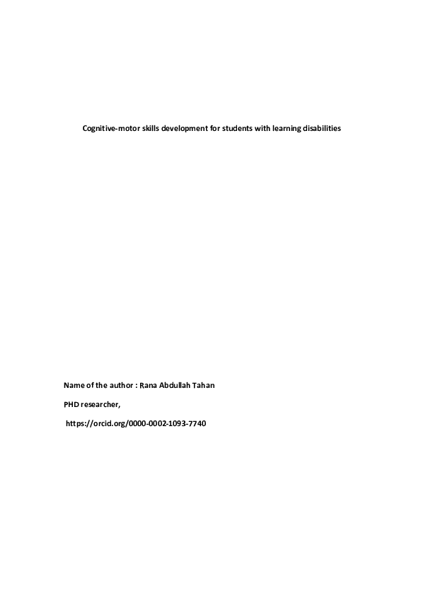 (PDF) Cognitive-motor skills development for students with learning ...