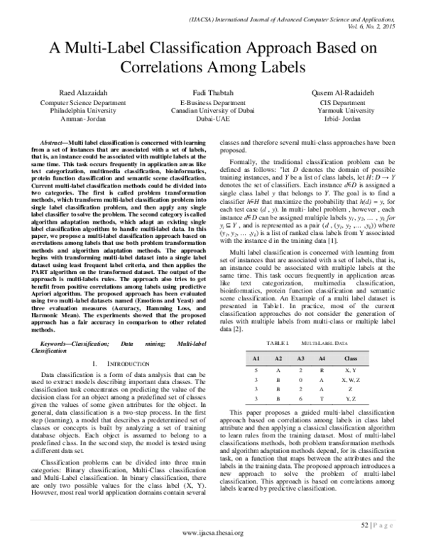 (PDF) A Multi-Label Classification Approach Based on Correlations Among ...