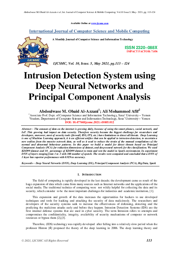 (PDF) Intrusion Detection System using Deep Neural Networks and ...