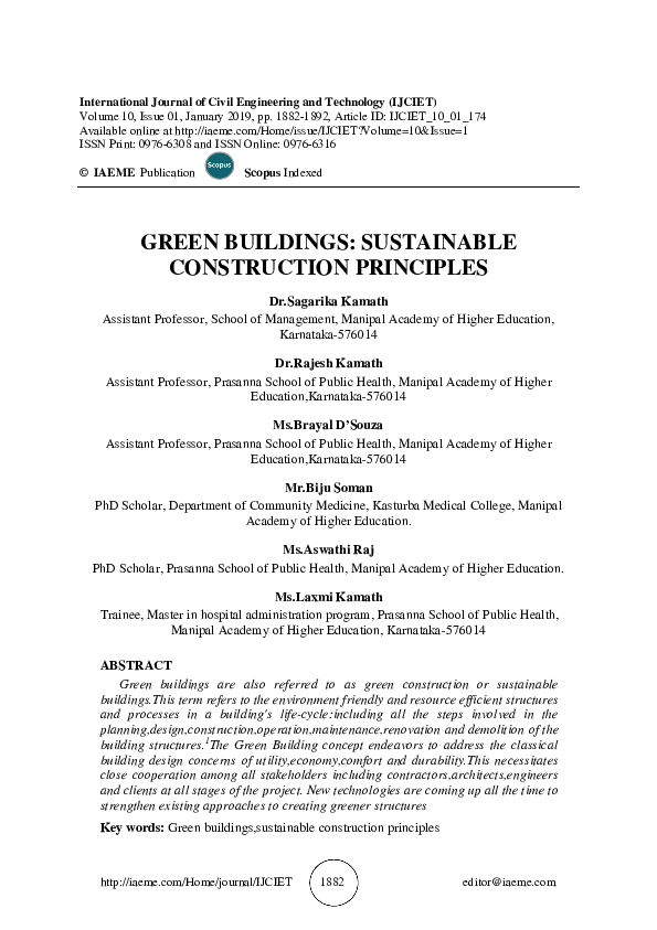 (PDF) GREEN BUILDINGS: SUSTAINABLE CONSTRUCTION PRINCIPLES