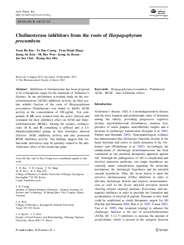 (PDF) Cholinesterase inhibitors from the roots of Harpagophytum procumbens