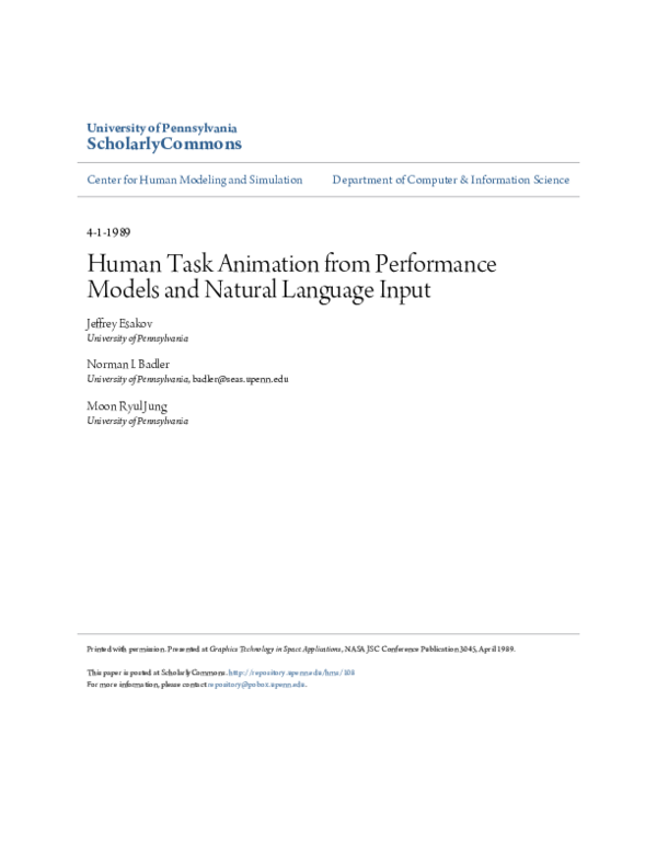 (PDF) Human task animation from performance models and natural language ...