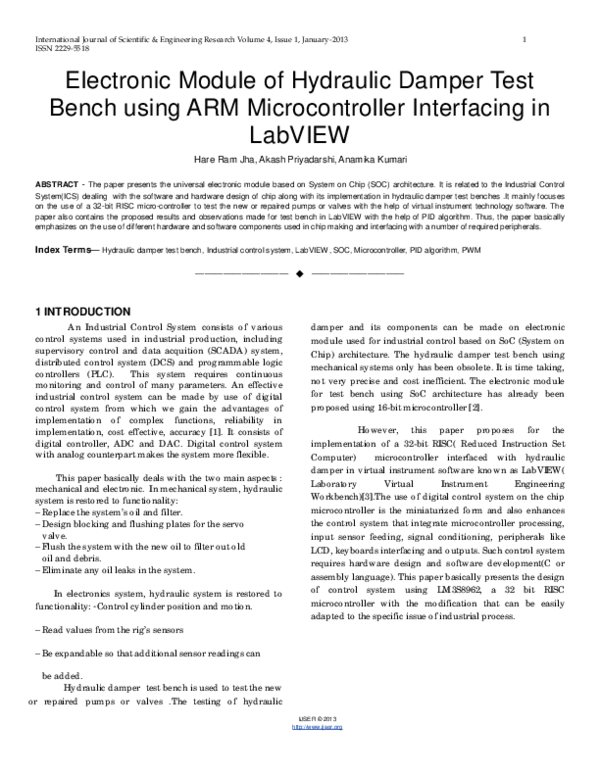 (PDF) Electronic Module of Hydraulic Damper Test Bench using ARM ...
