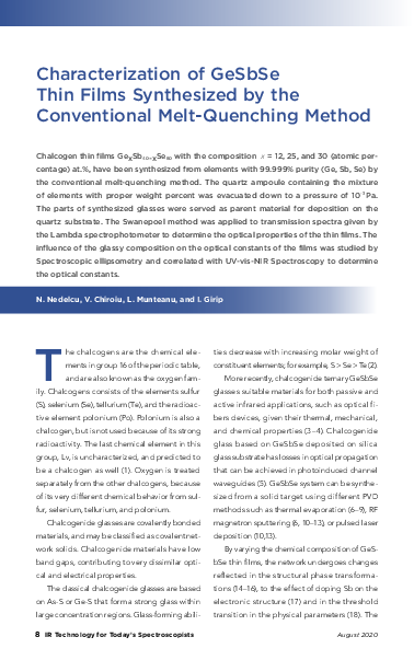(PDF) Characterization of GeSbSe Thin Films Synthesized by the ...