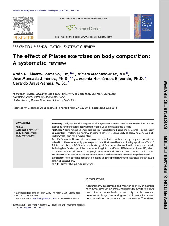 (PDF) The effect of Pilates exercises on body composition: A systematic ...