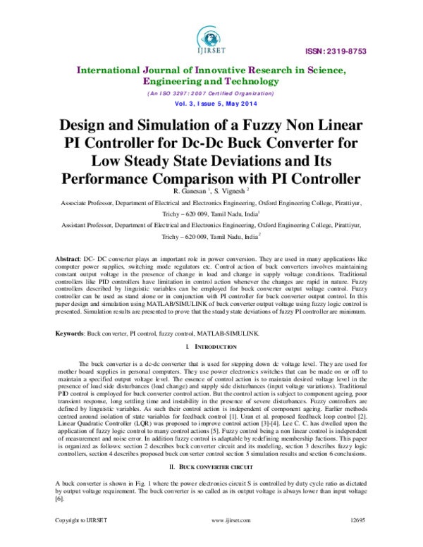 (PDF) Design and Simulation of a Fuzzy Non Linear PI Controller for Dc ...