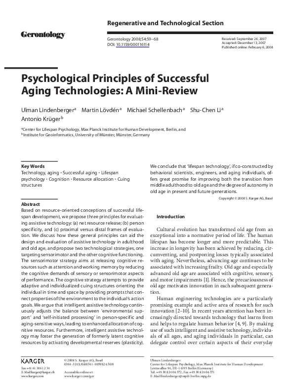 (PDF) Psychological principles of successful aging technologies A mini