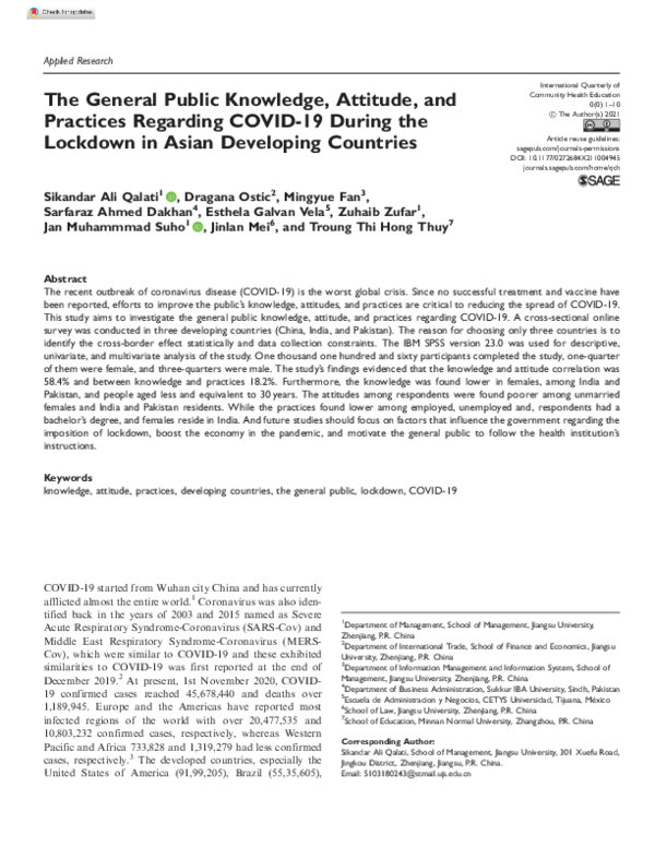 (PDF) The General Public Knowledge, Attitude, and Practices Regarding ...