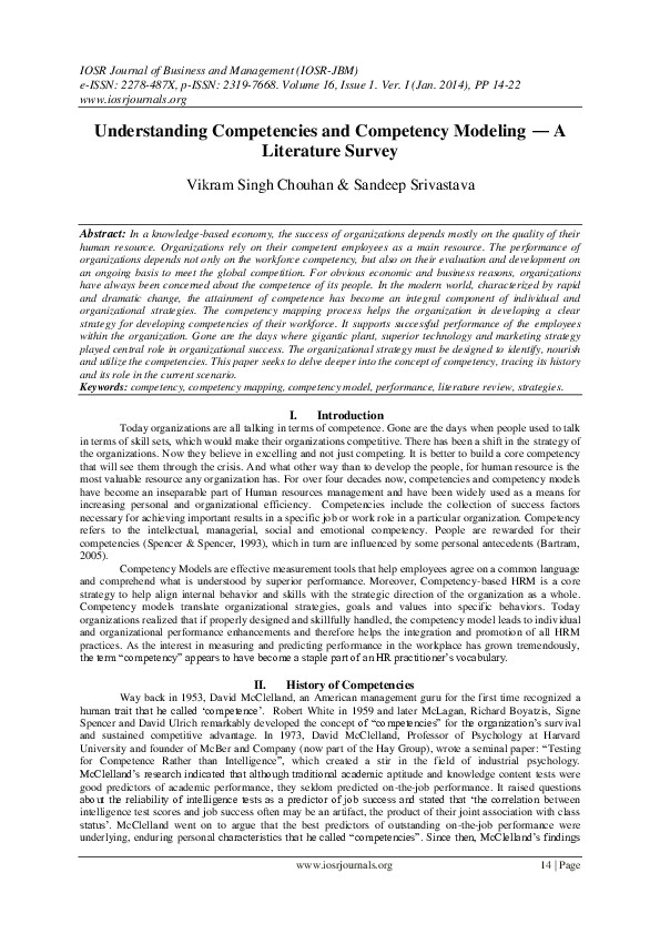 (PDF) Understanding Competencies and Competency Modeling -A Literature ...