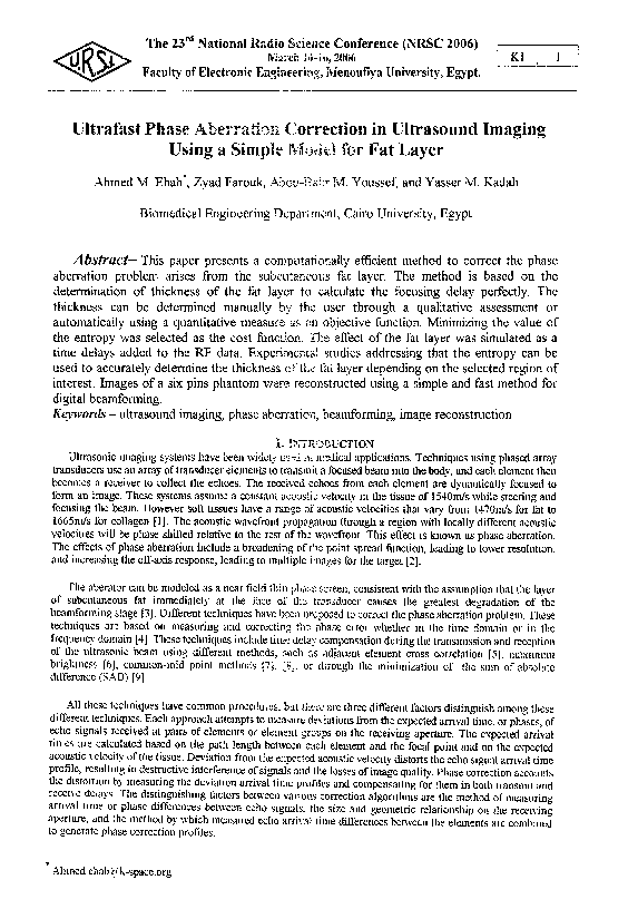 (PDF) Ultrafast Phase Aberration Correction in Ultrasound Imaging Using ...
