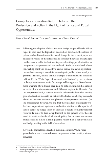 (PDF) Compulsory Education Reform between the Profession and Policy in ...