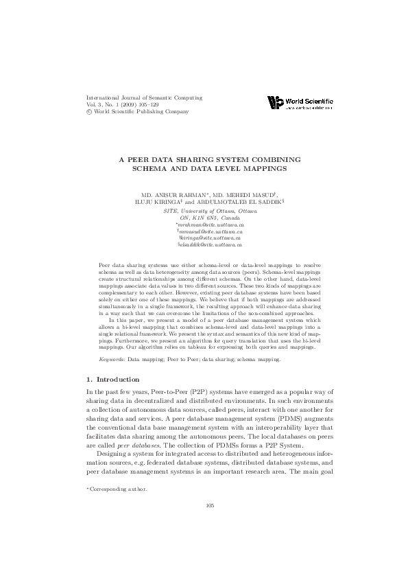 (PDF) A peer data sharing system combining schema and data level mappings