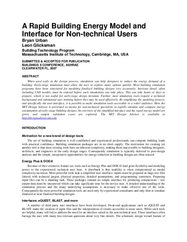 (PDF) A Rapid Building Energy Model and Interface for Non-technical Users