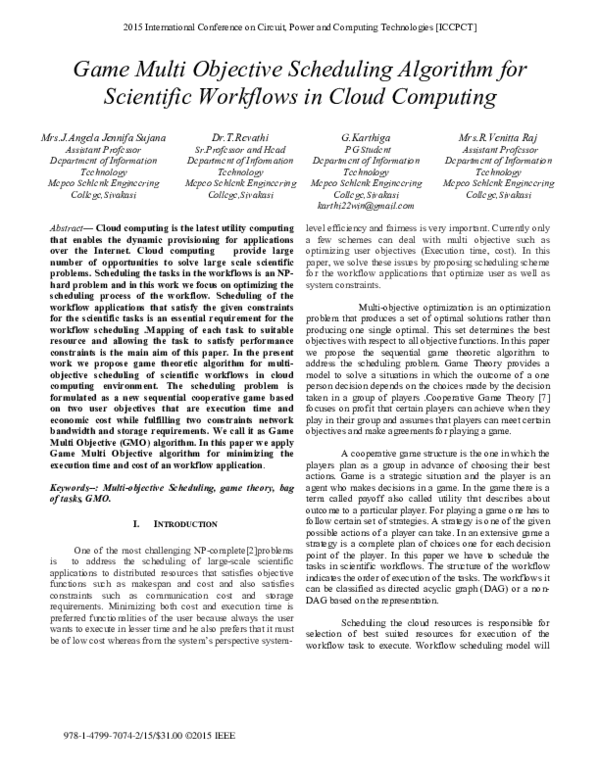(PDF) Game multi objective scheduling algorithm for scientific ...